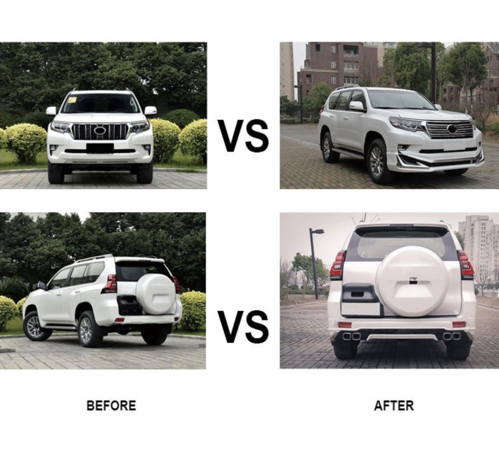 Body kit include front&rear bumper lip spoiler and exhaust pipe for 2018 TOYOTA PRADO M MODEL